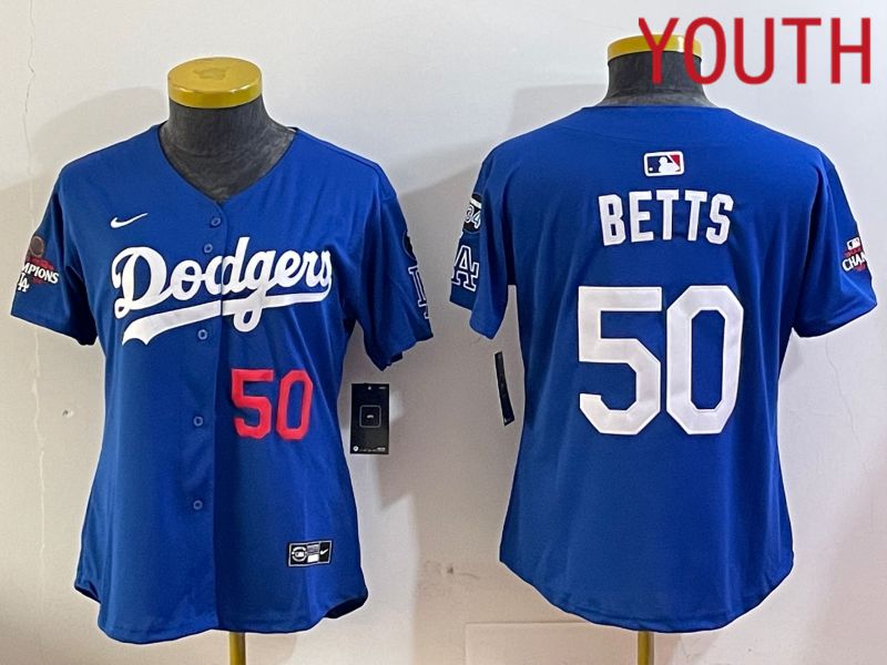 Youth Los Angeles Dodgers #50 Betts Blue Game 2024 Nike MLB Jersey style 12053